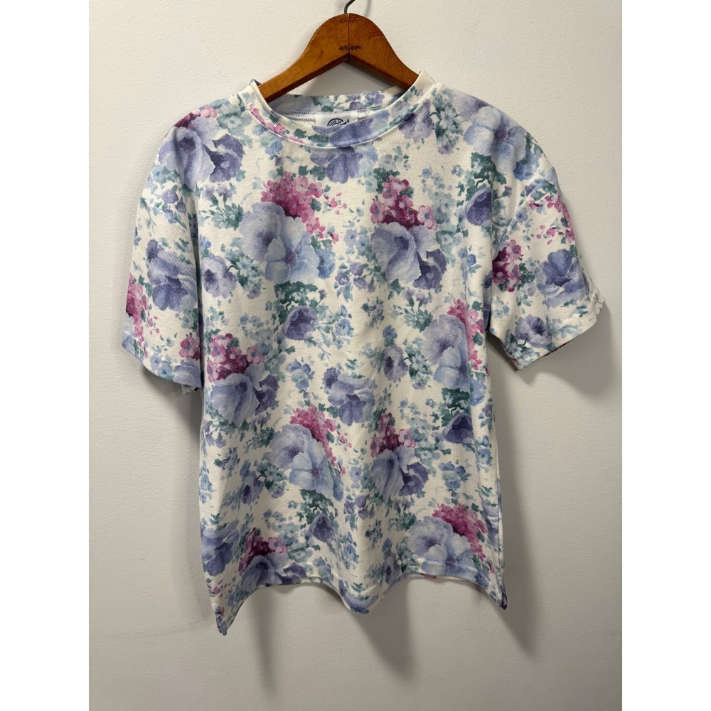 Vintage Jordache Concepts Floral Knit Top Women's Made in USA 90s Grandmacore